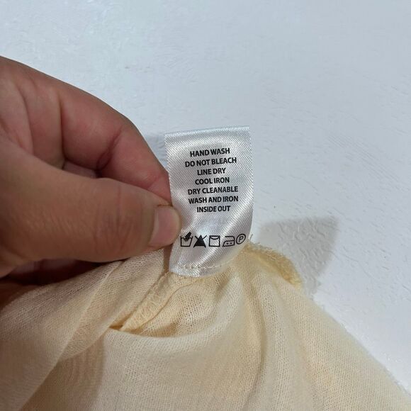 Spartina 449 Embroidered Boho Tunic Top Cream Rust Paisley V Neck Long Sleeve Me - Picture 6 of 6